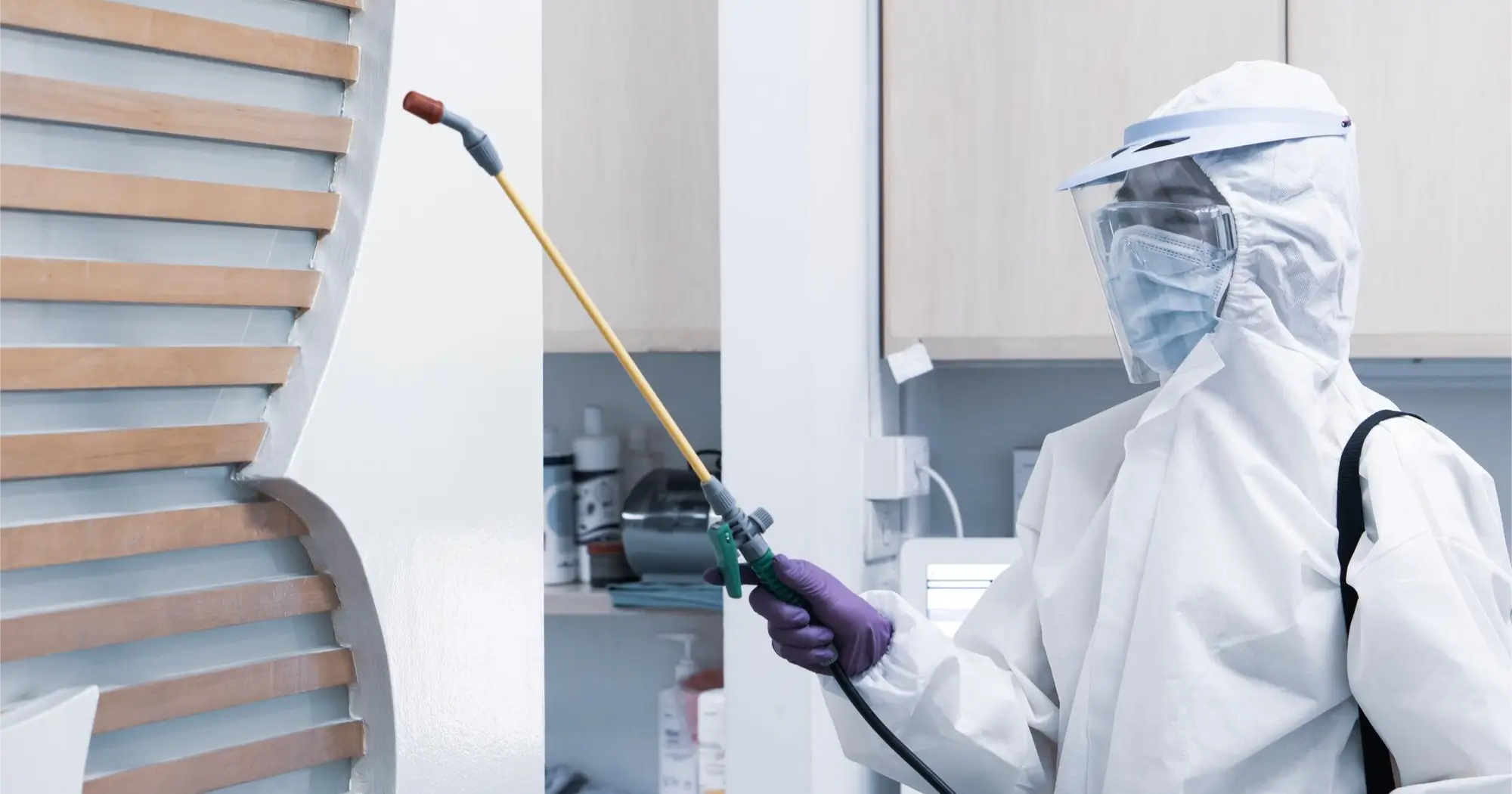 A pest control professional spraying treatment.